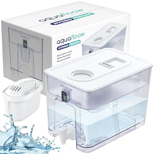 Aquafloow Jarra Filtrante 9,5L, Dispensador de Agua Todo en 1 con Grifo y Filtro, Reducción de Cal, Cloro, Plomo y Cobre en el Agua Potable – Solución Ecológica y Práctica