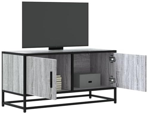 Rantry Mobile TV Grigio Sonoma 80x34,5x40 cm Legno Multistrato Metallo, Mobile Porta TV Mobiletto Basso per TV per Tavolino da Salotto Industriale Supporto TV Soggiorno Mobili Model848827