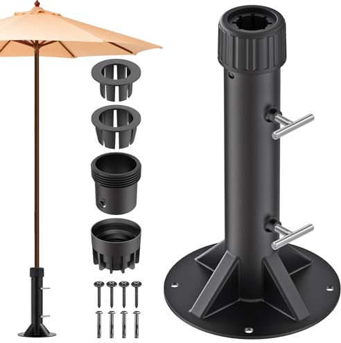 Lifeswell Schirmständer Sonnenschirm Sonnenschirmständer Balkon - Außendeckhalterung für Stangen bis zu 2 Zoll, 4 Feste Hülsen, Winddichtes Design für Terrasse, Deck, Poolrand, Garten
