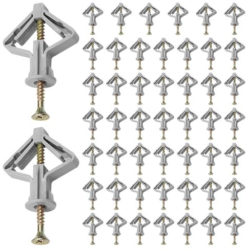 100 Stück Hohlraumdübel Butterfly - Rigips Schrauben mit Senkkopfschrauben,Schmetterlingsform Gipskartondübel Set, Flugzeugform Rigips Dübel, für Gipskarton, Gipsfaserplatten, Befestigung in Beton