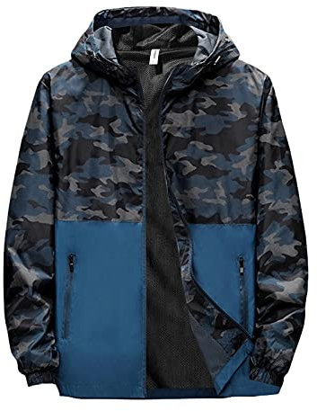 Men'S Outdoor Waterproof Jackets Camouflage, Hoodies Jackets For Men Uk With Adjustable Hooded Windproof Windbreaker Printed Outerwear Athletic Fit Coat Jacket Thin Softshell Jackets 5xl