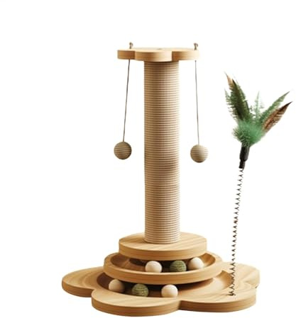 Hoher Kratzbaum Für Katzen, Hoher Kratzbaum - Kratzbaum, 5 Etagen Bis Zur Decke Reichender Katzenturm(206 cm), Wandmontierter Katzenbaum,aus Natürliches Gummibaumholz, Kratzstamm Mittelgroß Für Katze
