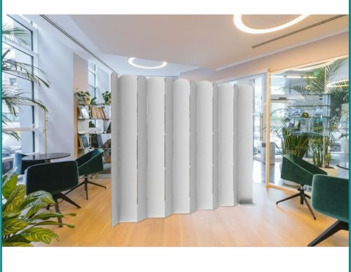 IRONDA DESIGN Separè Ukuta, Parete Divisoria in Cartone, 150-230 cm x 200 cm, colore BIANCO con Base Metallica