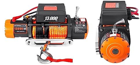 Cabrestante eléctrico de 12V for 4X4 80 pies, cuerdas sintéticas for remolque de coche, correa de remolque con Control inalámbrico, ATV, camión todoterreno Para principiantes (hágalo usted mismo)(1300