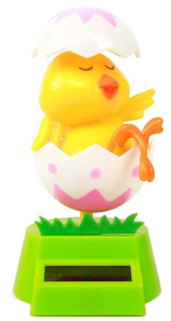 YGMONER Solar Chicken Car Dashboard Dancer - Easter Decorations Solar Powered Dancing Figure, Cute Chicken in Eggshell, Bobble Head Auto Accessory for Car, Office, Bookshelf