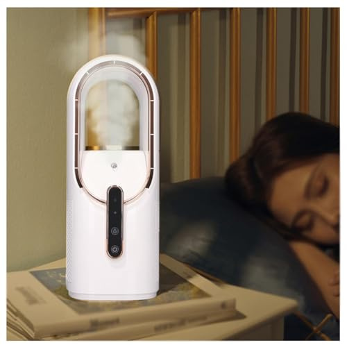 Wizvox Ventilateur Colonne sans Pale, Rechargeable par USB,avec Humidificateur Ventilateur Rechargeable Humidification De L'Air Climatisation Mobile, pour La Maison, Le Bureau, Les Voyages
