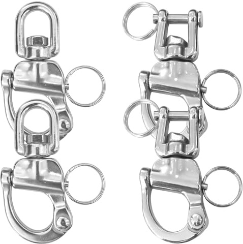 LJZP Lot de 4 manilles pivotantes en acier inoxydable 316 à dégagement rapide de 7,9 cm pour bateau à voile