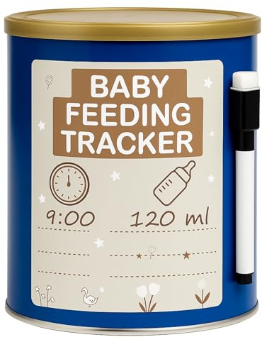 Magnetische Baby Feeding Tracker-Tafel – Whiteboard zur Erfassung von Uhrzeit und Menge der Babyflasche – Mit abwischbarem Marker – Für Milchpulverdose oder Kühlschrank