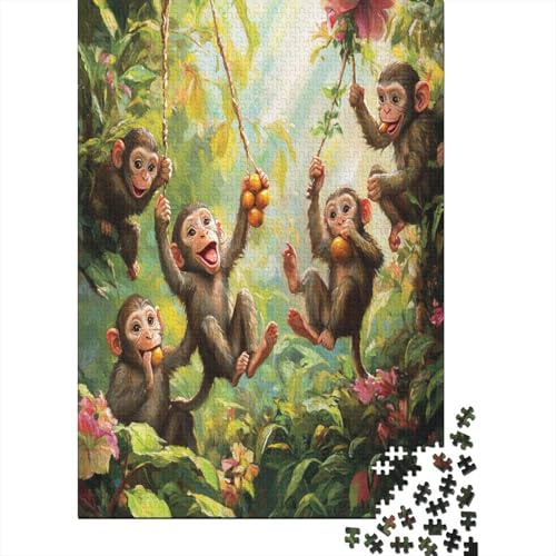 Sunny Ditch JunglePuzzles 1000 Pieces for Adults for Adults 1000 Piece Puzzle Educational Challenge Games Home DecoratioLively Monkey Vine Swing Fruit