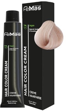 FemMas Haarfarbe Pure & Mix Beige I Creme Haarfarbe mit Arganöl, Keratin & Ceramiden I Als dauerhafte Haarfärbung oder Tönung für strahlende, haltbare Farbergebnisse I 100 ml