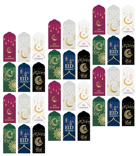 MINAOLULUS 36 St Eid Mubarak Pengakuvert i Papper för Kontanter Ramadan Robust Design med Förstärkta Kanter Passar Pojke och Vuxna vid Muslimska Festivaler
