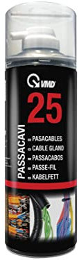 VMD Italia - VMD 25 S - Spray Lubrificante Cavi Elettrici, Lubrificante Scorricavo Spray, Passacavi, Bianco, 400 ml, Toglie Attrito tra Cavi, Rallenta il Processo d'Invecchiamento dei Cavi