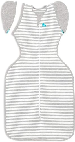 Love To Dream Wickelsack für den Übergang, Größe M, 6–8,5 kg, Grau, eng anliegende Passform, abnehmbare Flügel, 1,0 Tog (20–24 °C), maschinenwaschbar, Von Hebammen empfohlen, Doppelreißverschluss