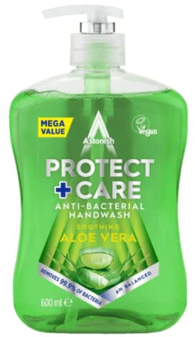 Astonish Protect & Care Anti-Bacterial Handwash, Aloe Vera, 600ml