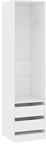 vidaXL Armario con Cajones de Contrachapada Casa Hogar Bricolaje Decoración Diseño Mobiliario Mueble Ropero Taquilla Guardarropa 50x50x200 cm Blanco
