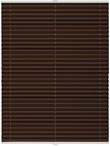 ondeco Plissee nach Maß für alle Fenster innen Montage in Glasleiste mit Spannschuh Sonnenschutz Rollo Sichtschutz Blickdicht Dunkelbraun B: 71-80 cm, H: 201-250 cm