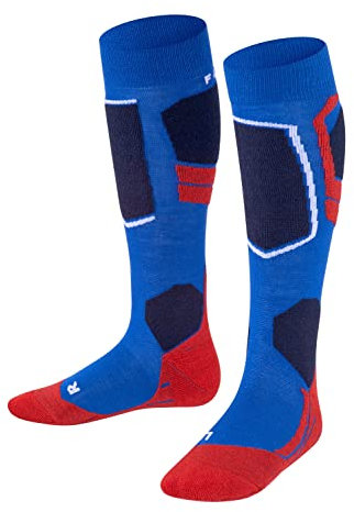 FALKE Unisex Kinder Skisocken SK4 Advanced K Kh Wolle Funktionsmaterial warm dünn 1 Paar, Blau Olympic 6940, 35-38