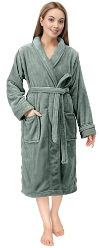 NY Threads Robe de Chambre à Col Châle Pour Femme, Vêtements de Nuit et d'intérieur Doux et Douillets, Grand, Gris Acier