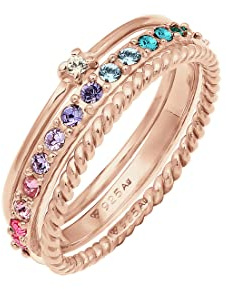 Elli Ring Damen Set Multi-Color Funkelnd mit Kristallen Bunt 925 Silber