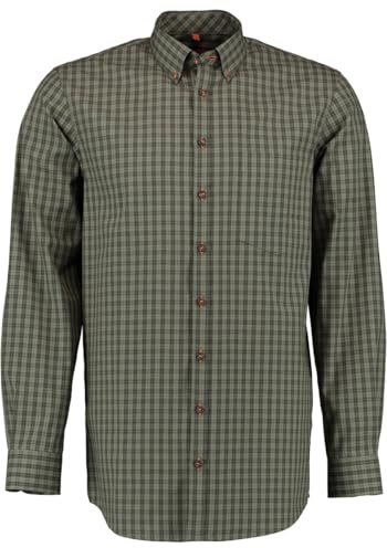 TOM COLLINS Herren Hemd Langarm Jagdhemd mit Button-Down-Kragen Regau, Größe:43/44, Farbe:trachtengrün