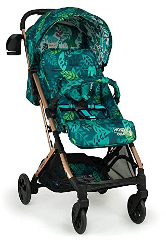 COSATTO Woosh 3 Pushchair – Lightweight Stroller Birth to 25kg - One Hand Easy Fold, Compact, Telescopic Handle, Extra Large Shopping Basket, Cup Holder, Bumper Bar & Raincover (Midnight Jungle)