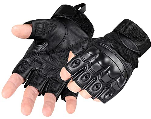 WTACTFUL Guanti da moto da uomo, guanti da moto, touch screen con protezioni tattiche per softair, paintball, guanti da moto, P10 nero, M