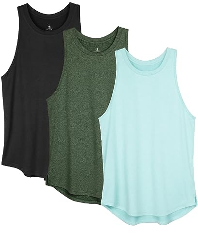 icyzone Damen Sport Tank Top Racerback Fitness Laufen Shirt Sport Oberteile Yoga Gym Top, 3er Pack