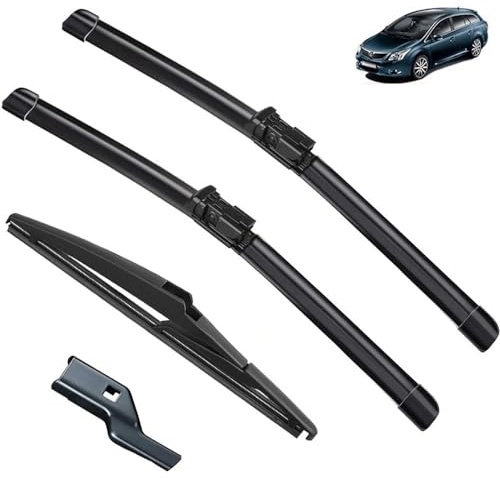 Balais d'essuie-glace compatible avec Toyota Avensis T27 MK3 2009-2018 Essuie-glace avant arrière for pare-brise de voiture Coupe-vitres Brosses for pare-brise Hayon (Color : Front Rear, Size : RH