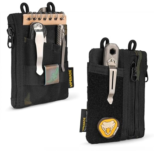 VIPERADE VE18-S Small EDC Pouch, Mini EDC Pocket Organizer for Men, EDC Pocket Organizer Pouch, 3 Slots with 2 Zipper Pockets Multitool Pouch