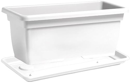 Nicoli vaso fioriera da esterno 80 cm 100 cm in polietilene, con sottovaso, per piante o fiori, vaso rettangolare per balcone, giardino, terrazzo, (Bianco, 80 cm 80x40x34)