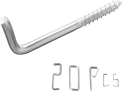 soimuk 304 Stainless Steel 2-3/4 in Screw-in Hooks 20 Pcs,7 Shape Screw Hooks,Right Angle Medal Hooks l Shaped Screw in Hooks for Hanging