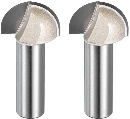 sourcing map 2pcs Router Bit Core Box 1/2 Codolo 1 pollice Diametro di Taglio 1 Flute Acciaio Tungsteno