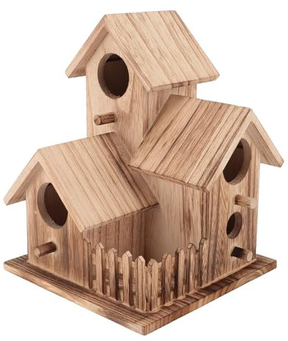 Luocute Nichoir à Oiseaux en Bois avec Toit, Maison de Nidification d'oiseaux en Bois de Paulownia de Campagne pour Petits Oiseaux, Patio, Jardin, Cour, Décoration Extérieure