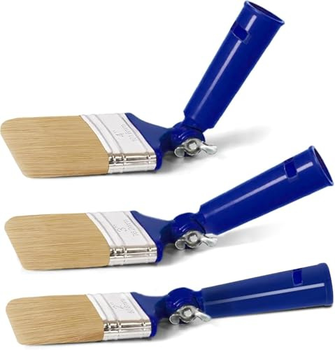 Extendable Paint Brushes 3pcs –Adjustable Decorating Bristle Multi-Angle Long Handle | Angled for Cutting In, Professional & Kids Use for Walls, Ceilings & DIY