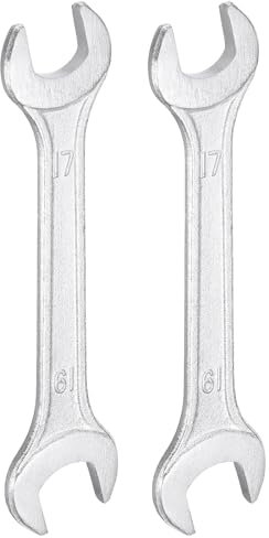 QUARKZMAN 2 Pezzi Chiave Doppia Aperta 17mm x 19mm Metrica Angolo Offset 15 Gradi Testa Piccola Piatta Chiave Aperta Galvanizzata per Riparazione Auto Montaggio Mobili