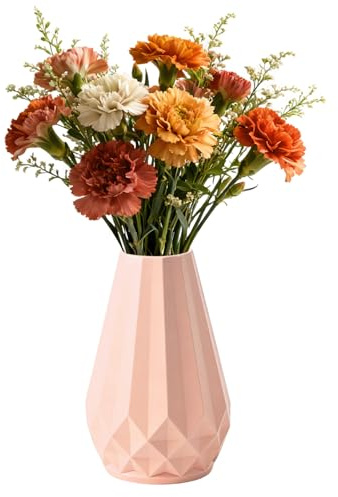 DiiWmme Vase Decorative Unbreakable Plastic Vases for Flowers Tall Modern Flower Vase for Living Room Office Desktop Wedding Decoration 20.5cm (Pink)
