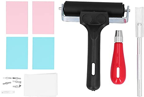 Fdit Kit para Tallar Sellos de Goma con Pergamino Vegetal, 4 Bloques de Goma y 11 Cuchillas, Rodillo de Pintura de Diamante y 2 Cuchillos para Tallar para Hacer Sellos, Grabados