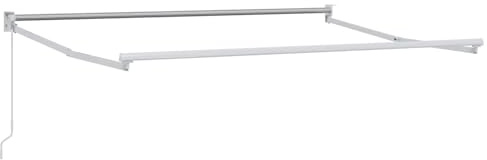 Qnhdfrt Toldo con brazo articulado, color blanco, 3,5 x 2 m, marco de protección solar extensible manual de aluminio y acero, marco estable para terraza, jardín y balcón