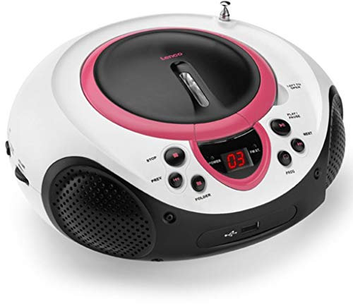Lenco 810037 Radio Lettore CD scd-38 Radio mp3 Portatile USB Adattatore FM a Batteria Rosa