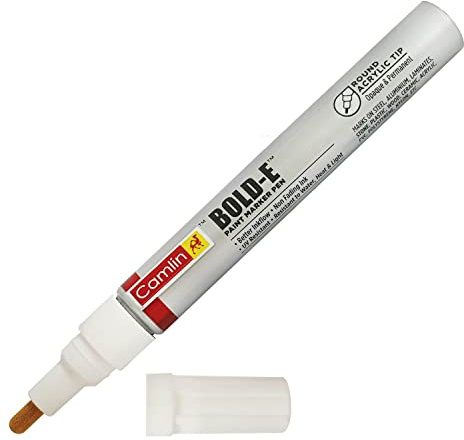 Camlin Bold-E WHITE Paint Marker Pen All Surface UV Resistant Water Heat Light