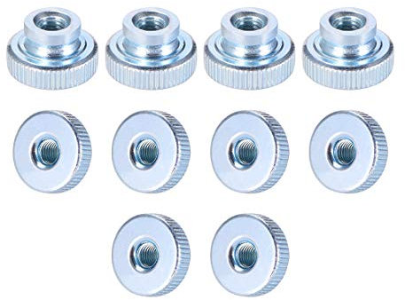 sourcing map 10pcs Écrous moletés noix M5x0.8mm Boutons ronds en fer pour pièces d'imprimante 3D, ton argent