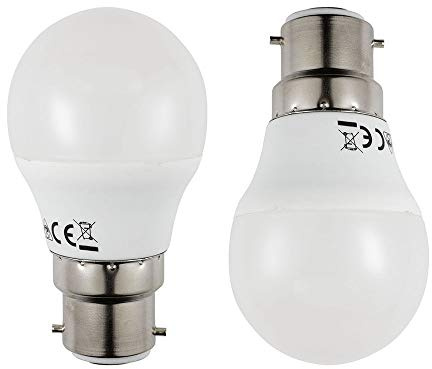 LITECRAFT 2 Pack of 6 Watt LED B22 Bayonet Cap Golf Ball Warm White Light Bulb