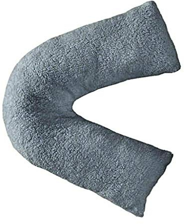 NIGHTZONE Teddy V Shaped complete pillow or Case for support Maternity, Neck, Back, Soft Warm Plush Cosy Fleece Cover (Teddy V Pillow Grey, Case Only)