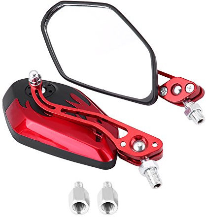 Specchietti Retrovisori, 1 Paio di Specchietti Retrovisori Laterali in Alluminio con Motivo a Fiamma per Scooter per Moto Universale M8M10 (Rosso)