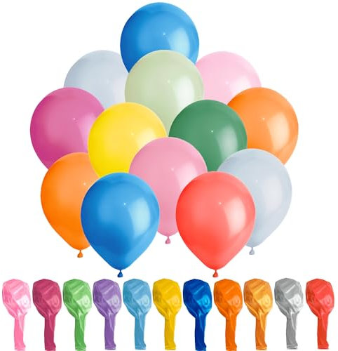 Rainbow Party Balloons 50 Pack Multicoloured, Large 12 Inch Thick Latex Biodegradable Helium Party Ballons for Birthday, Wedding, Baby Shower, Events Decoration Arch Garland