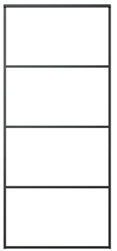 vidaXL Puerta Corredera Entrada Corrediza Deslizante Hogar Cuarto de Baño Salón Sala de Estar Habitación de Aluminio y Vidrio ESG Negro 90x205 cm
