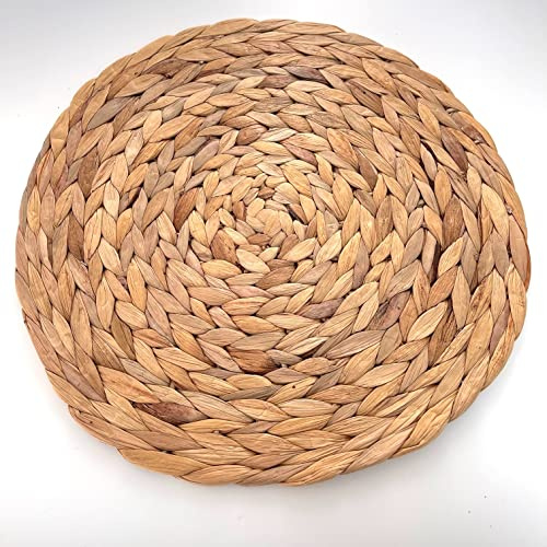Decor Essentials Tovaglietta rotonda in giacinto di acqua reale, 33 cm
