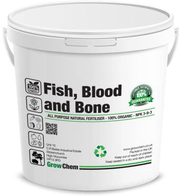 Grow Chem Fish, Blood & Bone Fertiliser (1KG Bucket) Multi-Purpose – Organic Fertiliser for Plants & Lawns – Nutrient-Packed, Easy-Apply Plant Food for Strong Healthy Produce, Flowers & Lawns