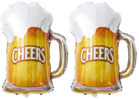 2Pcs Beer Cup Cheers Party Foil Balloons,21 * 28inch Cheers Foil Balloons Mylar Balloon Carnival Party Supplies for World Cup Euro 2024 Football Birthday Sports Events Football Game Party Decoration