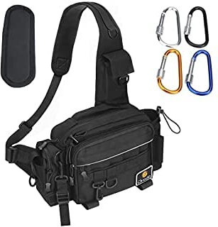 Noosverl Angeltasche Sling Angeltasche, Wasserdicht und verschleißfest wasserabweisendem Angelrucksack mit 4 Karabiner